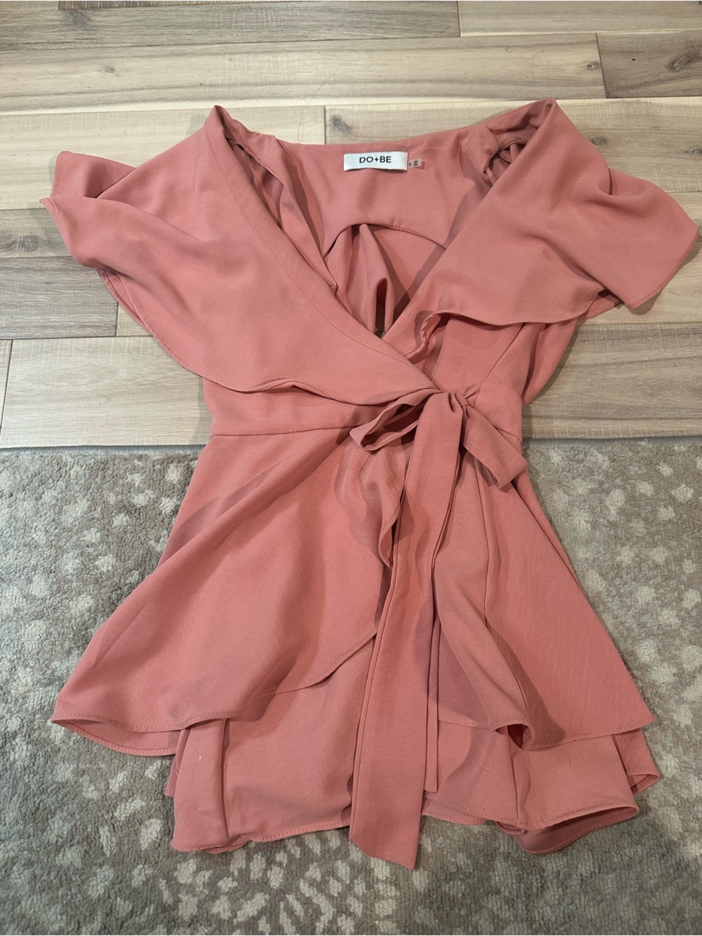 DO+BE Strapless Rust Pink Tie-Front Dress